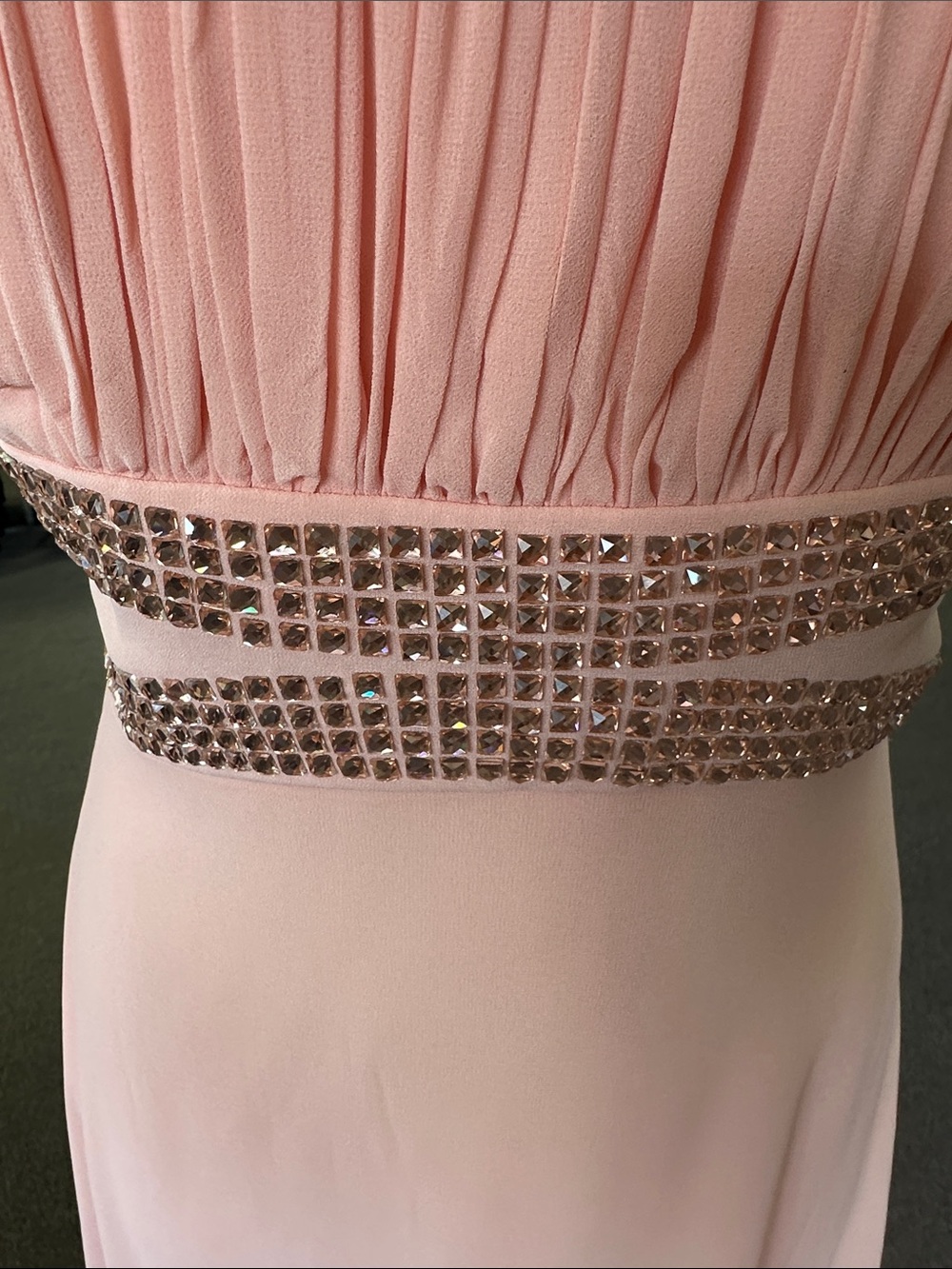 Elegant Blush Pink Evening Dress with Embellished Waist size XL, M - Picture 3 of 5